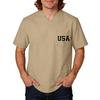 Men's Short Sleeve V-Neck Pocket T-Shirt with Labor Day Print, Uniform Top