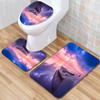 Beach View Bathroom Floor Mat Three-Piece Toilet Carpet Toilet Mat Set Door Mat Bathroom Non-Slip Mat