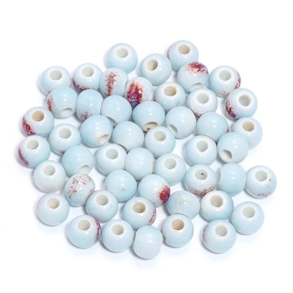 30pcs/lot Round Shape Ceramic Beads Colorful Loose Beads Spacer Beads For DIY Jewelry Making Necklace Bracelet Accessories