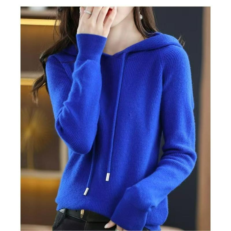 Podzimní a zimní mikina s kapucí, silná pletená mikina, volný střih, velká velikost, svrchní oděv, dámské spodní tričko, stahovací šňůrka, ležérní styl