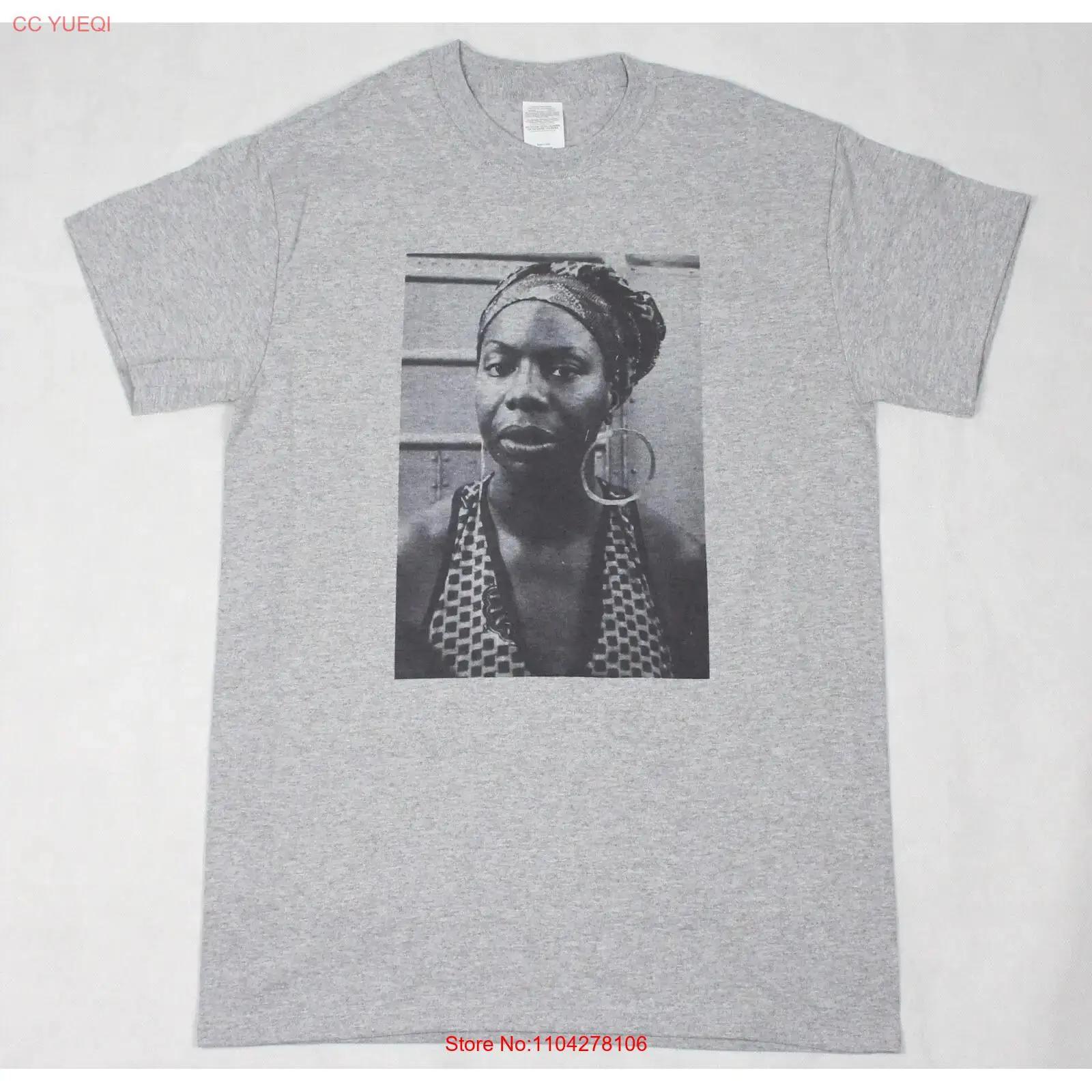

Nina Simone Grey T shirt Sizes S 3XL blm civil rights vintage Washed Versatile Top For Everyday Wear Unisex Casual Slightly S разноцветный