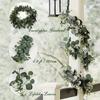 1pc Künstliche Eukalyptusblätter Grün Girlande Faux Pflanze Frühling Reben mit Weiß Blumen Beeren für Hochzeit Home Party Deco