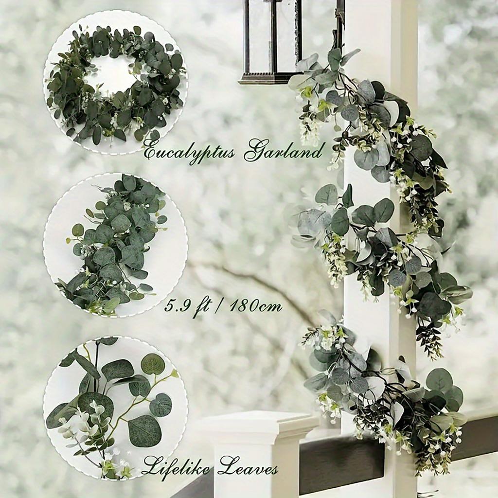 1pc Künstliche Eukalyptusblätter Grün Girlande Faux Pflanze Frühling Reben mit Weiß Blumen Beeren für Hochzeit Home Party Deco