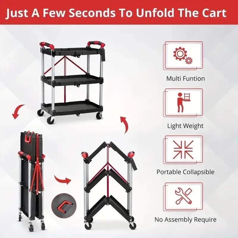Foldable multi-function  trolley Removable tool trolley for washing and decorating hotel and restaurant supplies