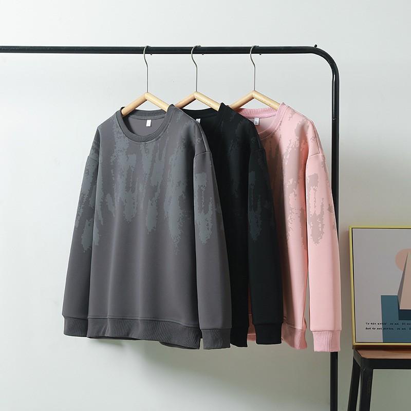 Mens Heavyweight Cotton Blend Sweatshirt Round Neck Long Sleeve Printed Loose Fit Casual Plus Size M-8XL