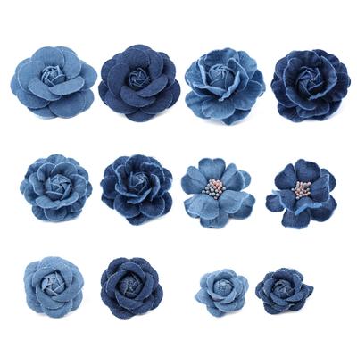 5pc Korea Denim Fabric Flowers Clothes Hats Dress Decoration Flower Hair Accessories DIY Scrapbooking Crafts Supplies