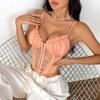 Ruffle Lace Corset Mesh Hollow Suspender Vest Fashion Slim Crop Tops  Ladies