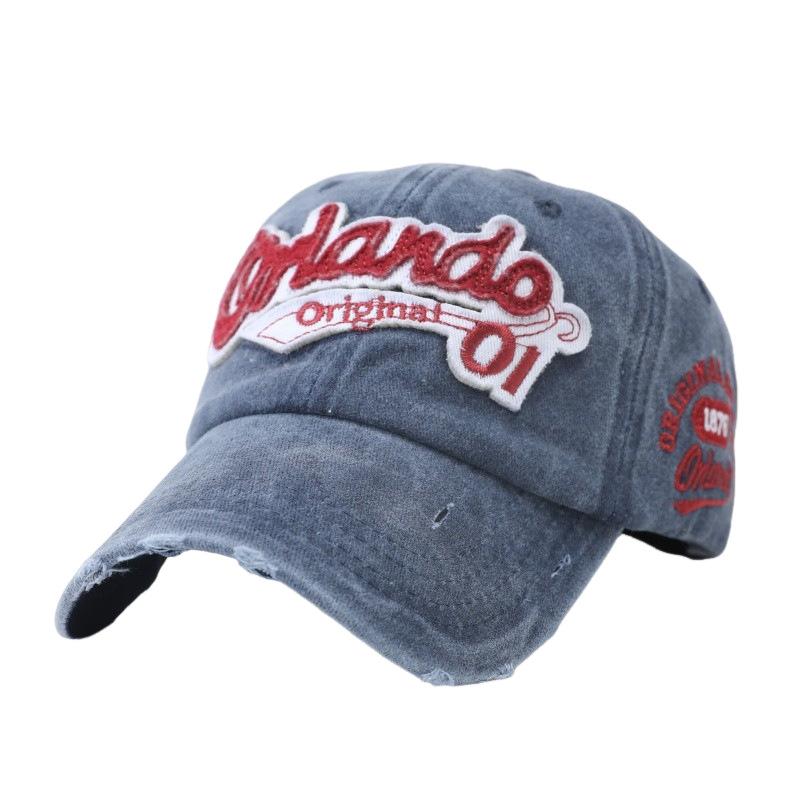 Big Head Circumference American English Baseball Cap Embroidery Washed Ripped Cap Female Korean Retro Face Small Visor
