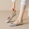 Autumn 2025 Rhinestone Pointed Toe Flats for Women: Versatile, Low-Cut Temperamental Shoes for Weddings & Skirts