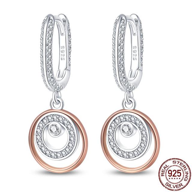 

Женские серьги-кольца из стерлингового серебра 925 пробы, сертифицированные оригинальные трендовые ювелирные изделия, роскошные серьги в форме сердца из настоящего серебра 925 пробы розового золота