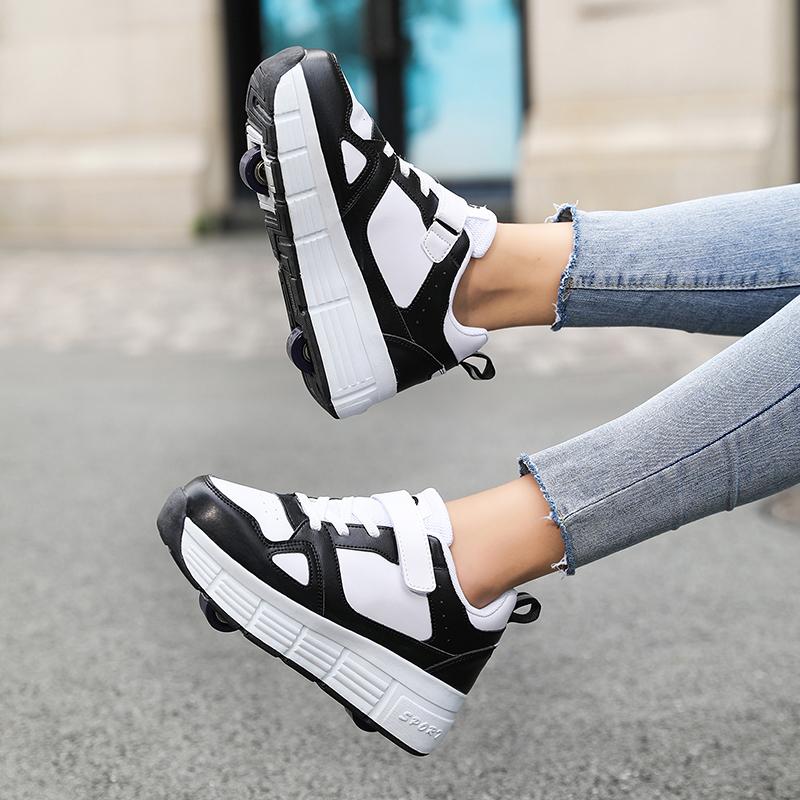 Boy's Plus Size Fashionable Thick Soled Roller Skates Girl's Wheeled Sports Shoes Outdoor Sneaker