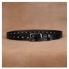 Womens Genuine Leather Belt With Hollow Design Slim Width 2-4cm Adjustable Length Black Coffee Business Casual Pants Jeans