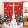 2pcs 2D Flat Printing Merry Christmas Popular Window Drapes Merry Christmas Snowman Trees Polyester Fabric Without Electricity