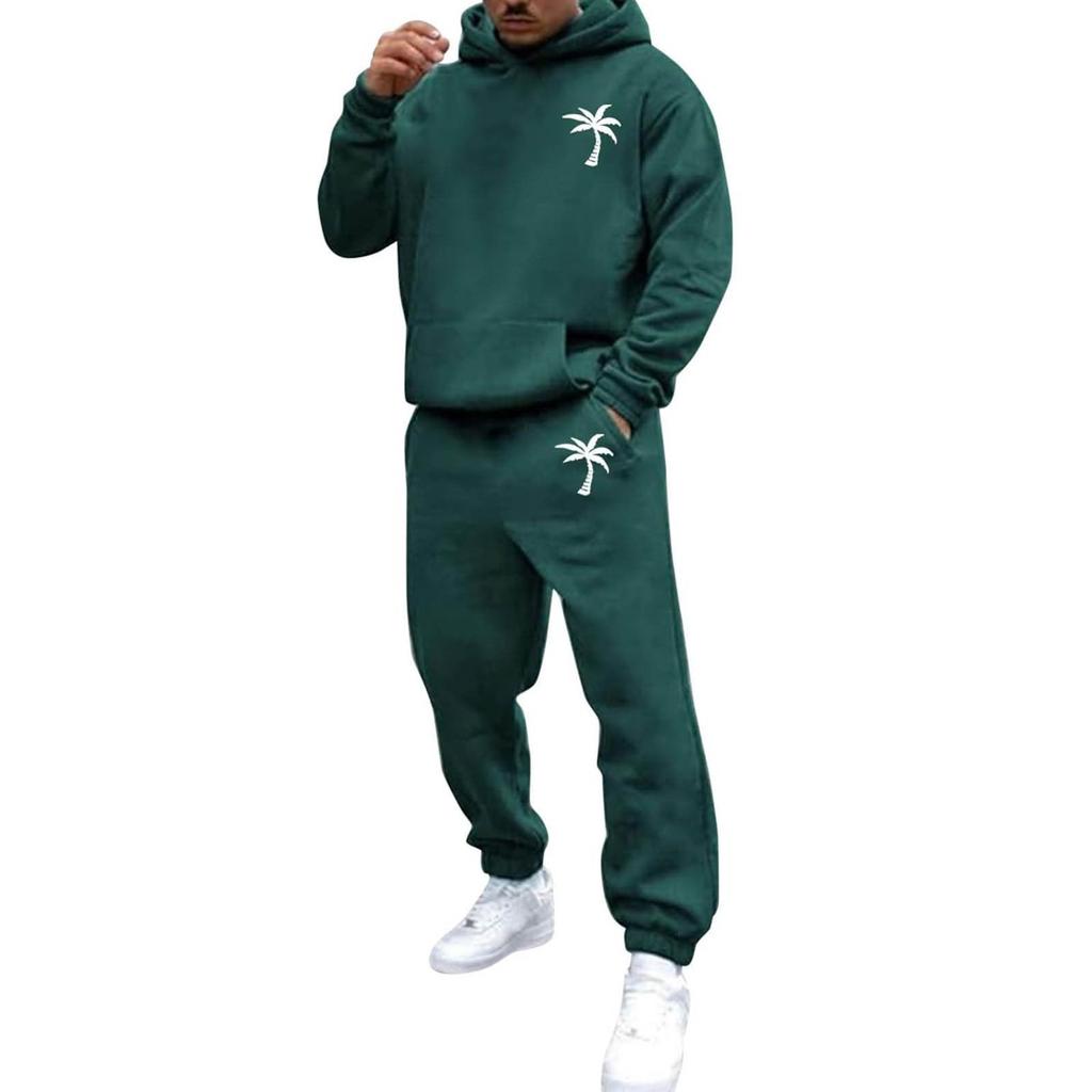 Herren Übergroßer Fleece Sportbekleidung Outdoor Lässig Locker Kapuzenpullover und Jogginghosen Set