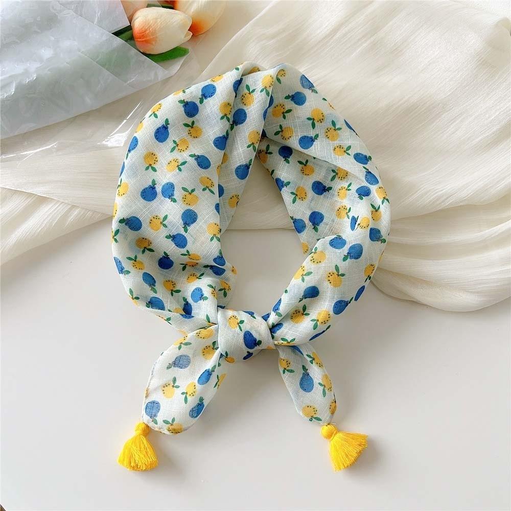 Fringed Hair Bandana Cotton-Linen Floral Kerchief Head Wrap Square Scarf  Women Style 19