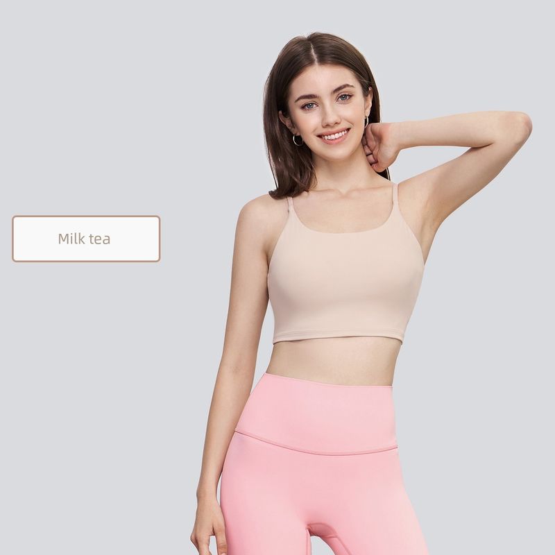 

Lycra Nude Feel Yoga Bra Shoulder Straps Beauty Back Halter Spaghetti Straps Detachable Fitness Low Intensity Exercise Intimates