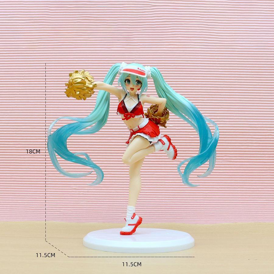 18cm Fashion Hatsune Miku Anime Figure Cheerleader Action Figures Kawaii Girl Figurine Collection Model Toys PVC Poseable Articulated Scale Detailed