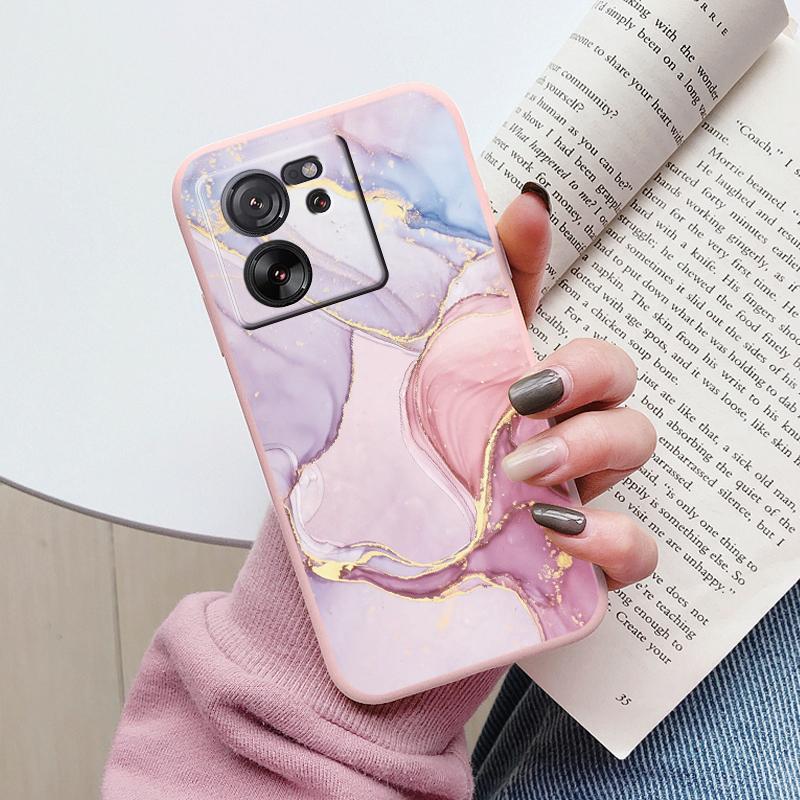 For Xiaomi 13T Pro Pink Gold Marble Art Fashion Phone Case Soft Silicone Funda Cover For Xiaomi 12T 11T 10T 12 Lite Coque Bumper