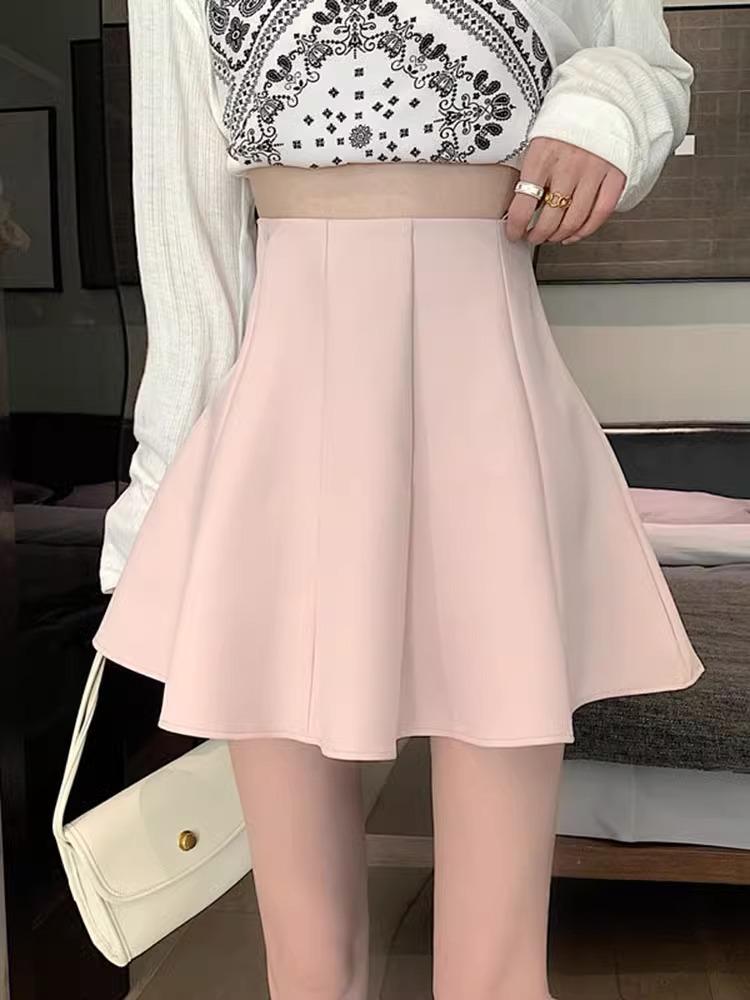 Women's Black High-Waist Fluffy A-Line Skirt - Spring 2024 Fashion