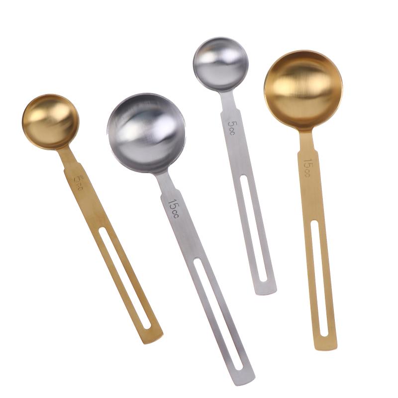 304 Stainless Steel Coffee Scoops Rounded Head 5/15Ml Measuring Spoons For Coffee Beans Salt Liquid Ingredients