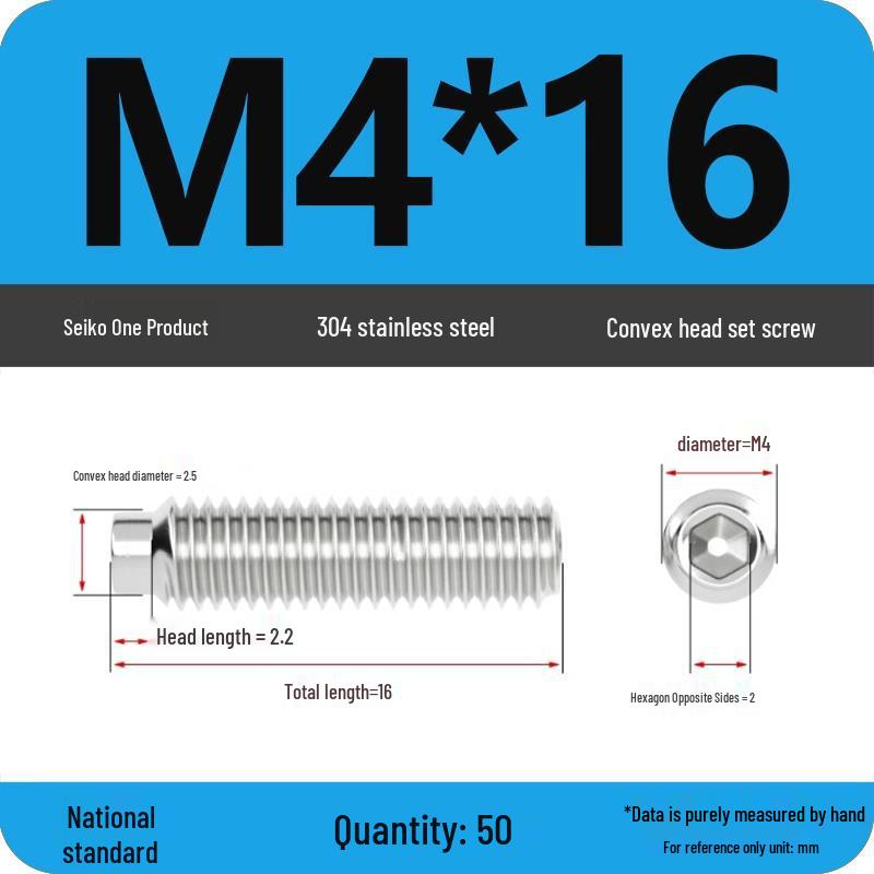304 Stainless Steel Cup Point Grub Screw - Sizes M3 To M10