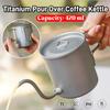 Titanium 420ml Gooseneck Kettle Ultralight Portable Coffee Kettle Detachable Spout & Folding Handle for Camping Cookware