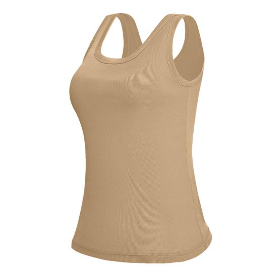 

Yoga Vest Super Soft Stretch Fabric Built-in Bra Camisole Square Neck Sleeveless Slim Fit Layering Tops XL хакі
