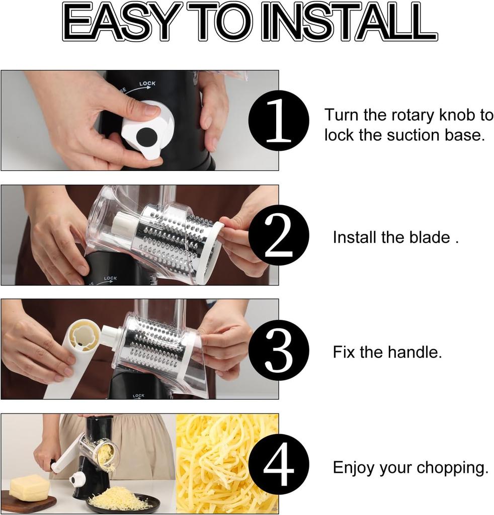 Vegetable Cutter Slicer Manual Kitchen Cheese Chopper Machine With 3 Sharp Drums Multifunctional Garlic Potato Shredder