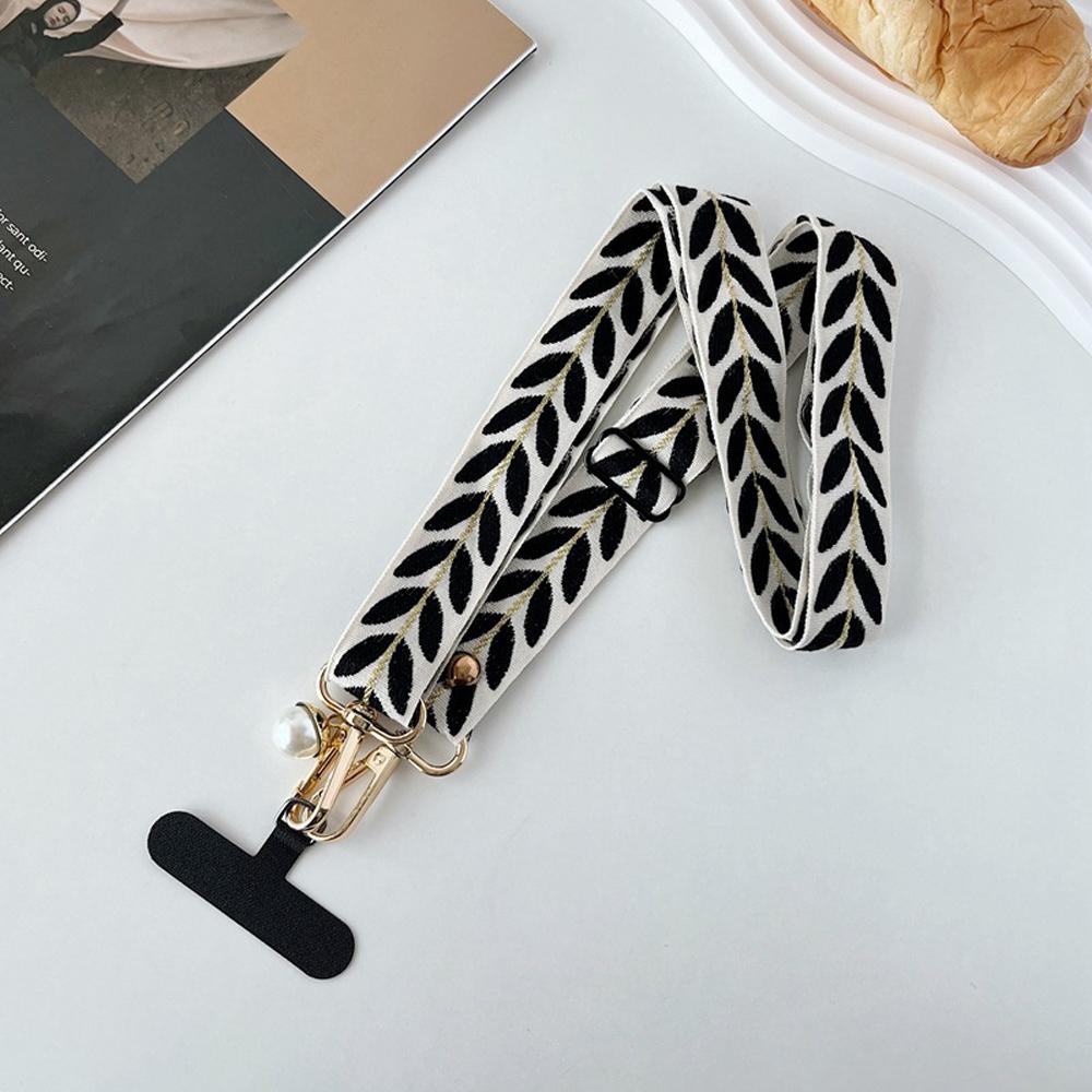 Universal Adjustable Mobile Phone Lanyard for Women Crossbody Single Shoulder Neck Strap Pearl Pendant Hanging Loss Rope