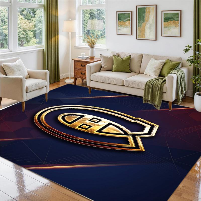 Montreal Canadiens Design Crystal Velvet Rug Soft Decorative Mat for Bedroom Entrance