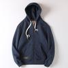 Retro Heavy Industry Washed Solid Color Easiest for Match Loose Fall and Winter Fleece Lined Padded Warm Keeping Casual Zipper Hoodle Outwear Male