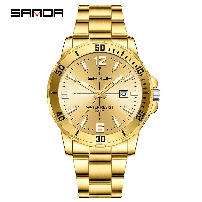 SANDA Business Men's Quartz Watch Large Dial Waterproof Calendar Night Light New Men's Quartz Watch