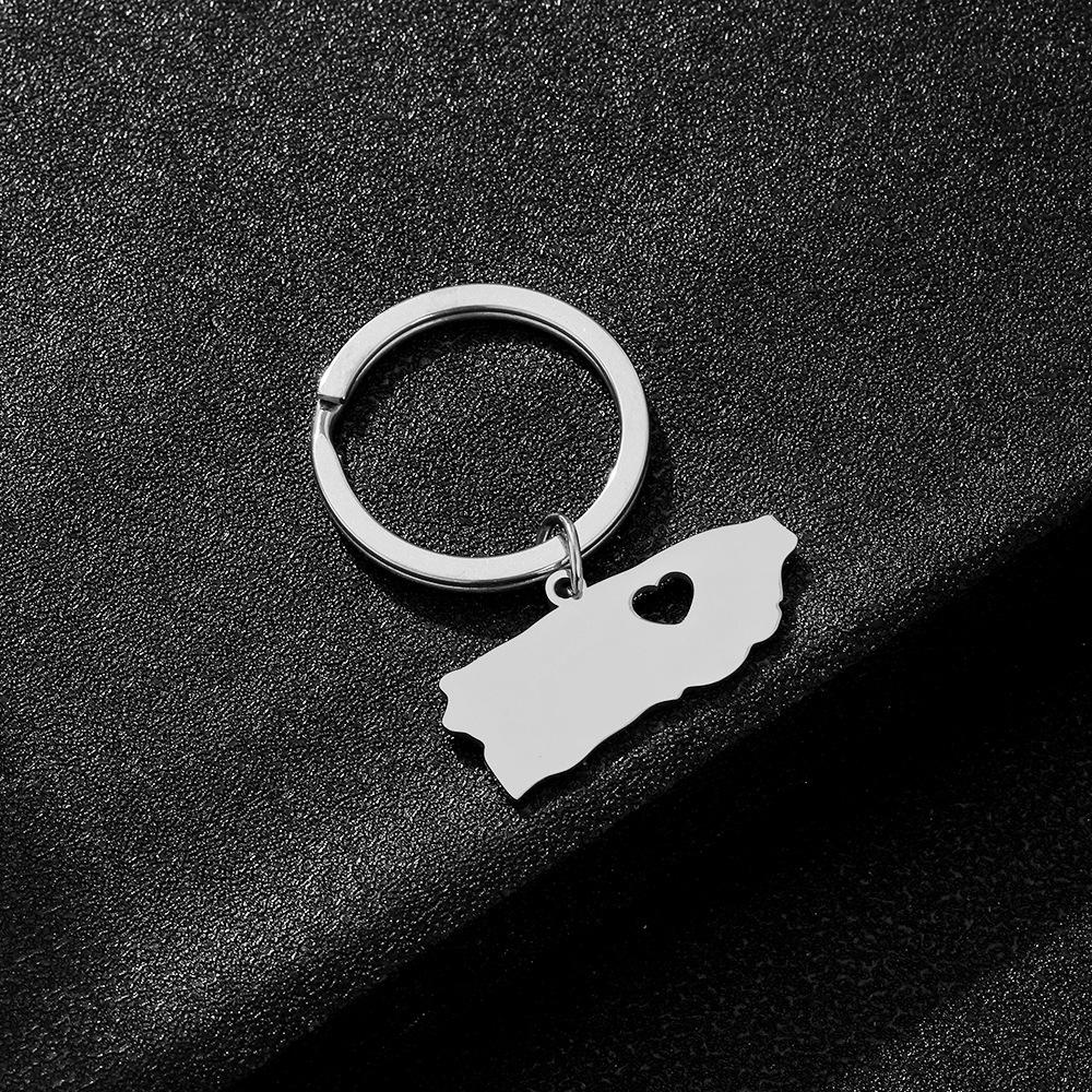 Retro Puerto Rico Drip Oil Keychain Pendant - Unisex Ethnic Style Titanium Steel Accessory