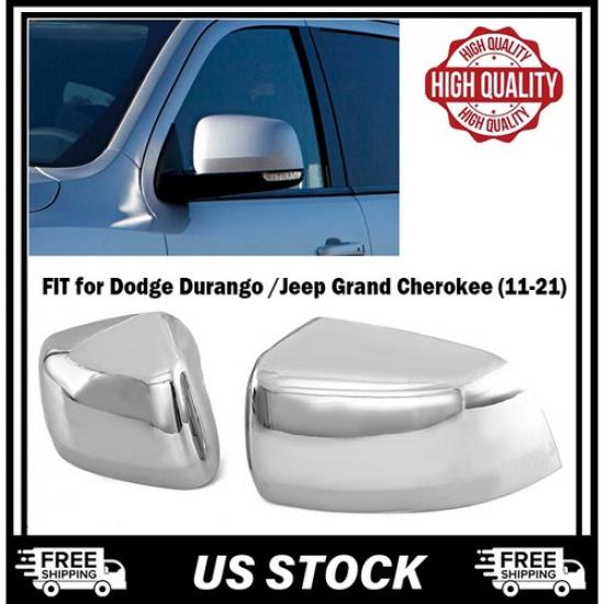 2x Chrome Side Mirror Cover Caps For Jeep Grand Cherokee Durango 2011-2021 22 US
