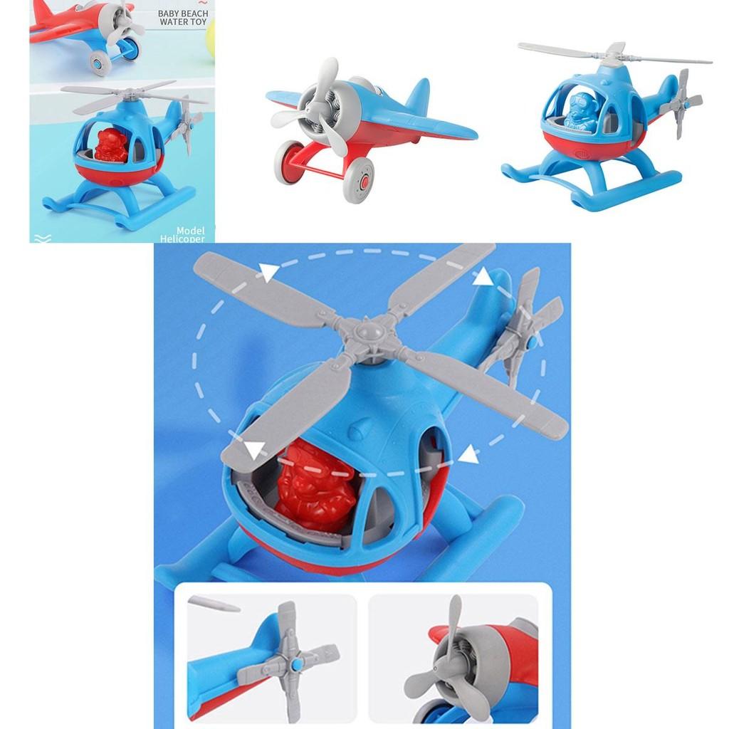 Avión de Juguete Modelo Avión Hélice Espiral de Plástico Dibujos Animados Avión de Playa Caza de la Segunda Guerra Mundial Helicóptero Rojo/Azul