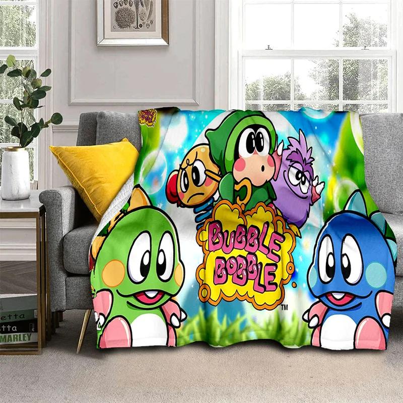 Bubble Bobble Cartoon Game Gamer 3D Blanket,Soft Throw Blanket for Home Bedroom Bed Sofa Picnic Travel Office Cover Blanket Kids