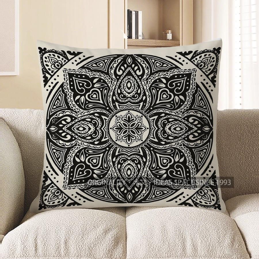 Декор для дома Черно-белая наволочка с узором мандалы Наволочка с узором Подходит для дивана Спальни Автомобиля Наволочка 40x40cm