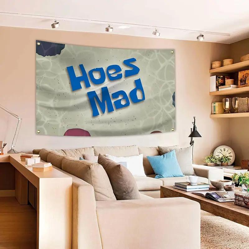 VIKAMA Funny Hoes Mad Meme Tapestry Polyester Spongebob Style Wall Hanging Aesthetic Dorm Decor Home Decor