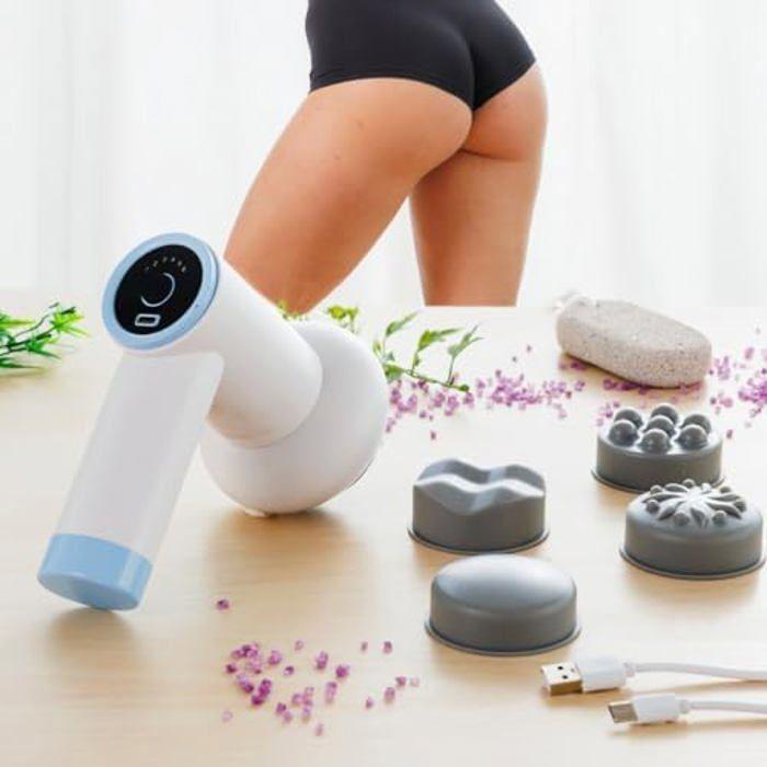 InnovaGoods® Masseur anti-cellulite réducteur 6 en 1, pistolet de massage pour relaxation et récupération musculaire, avec 5 têtes