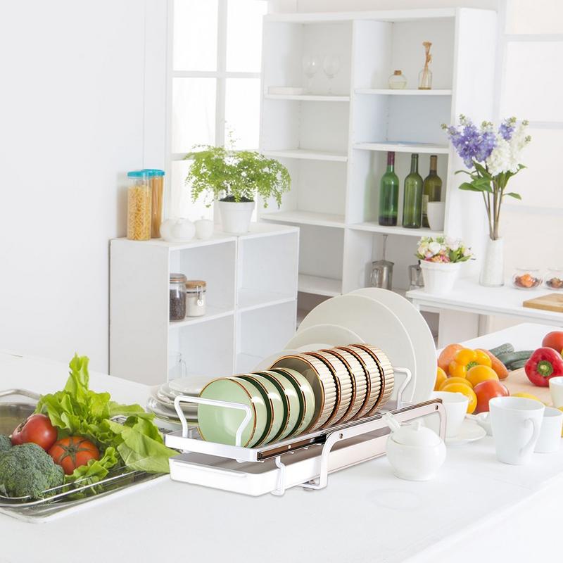 Kitchen Under Sink Bowl Dish Drainer Tableware Cabinets Organizer Sliding Dish Storage Drying Rack Household Accessories