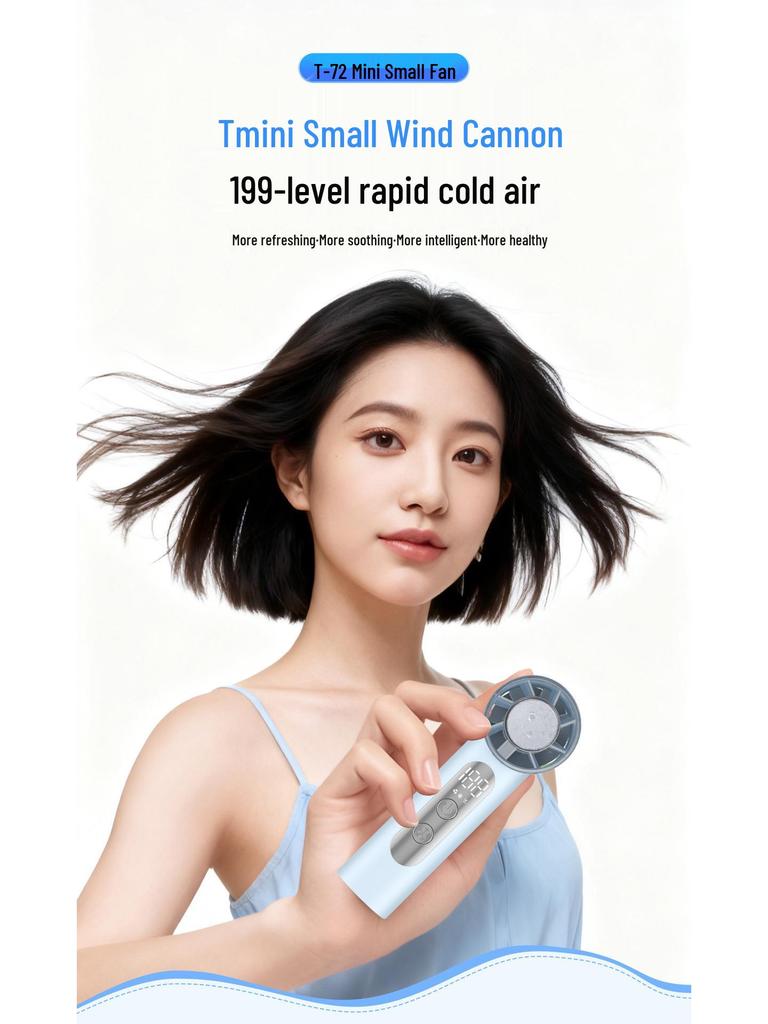 Macaron Color T72 Handheld Ice Pack Fan: Long-Lasting Battery, Powerful Turbine, High-Speed Cooling