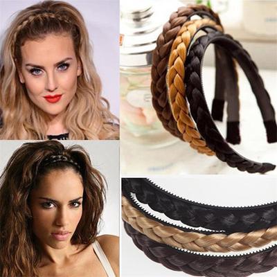Women Hair Band Elastic Sports Hairband Lady Double Braided Decorative Headband