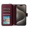 R20 For iPhone 15 Pro Max Case Zipper Pocket PU Leather Cover with 9 Card Slots