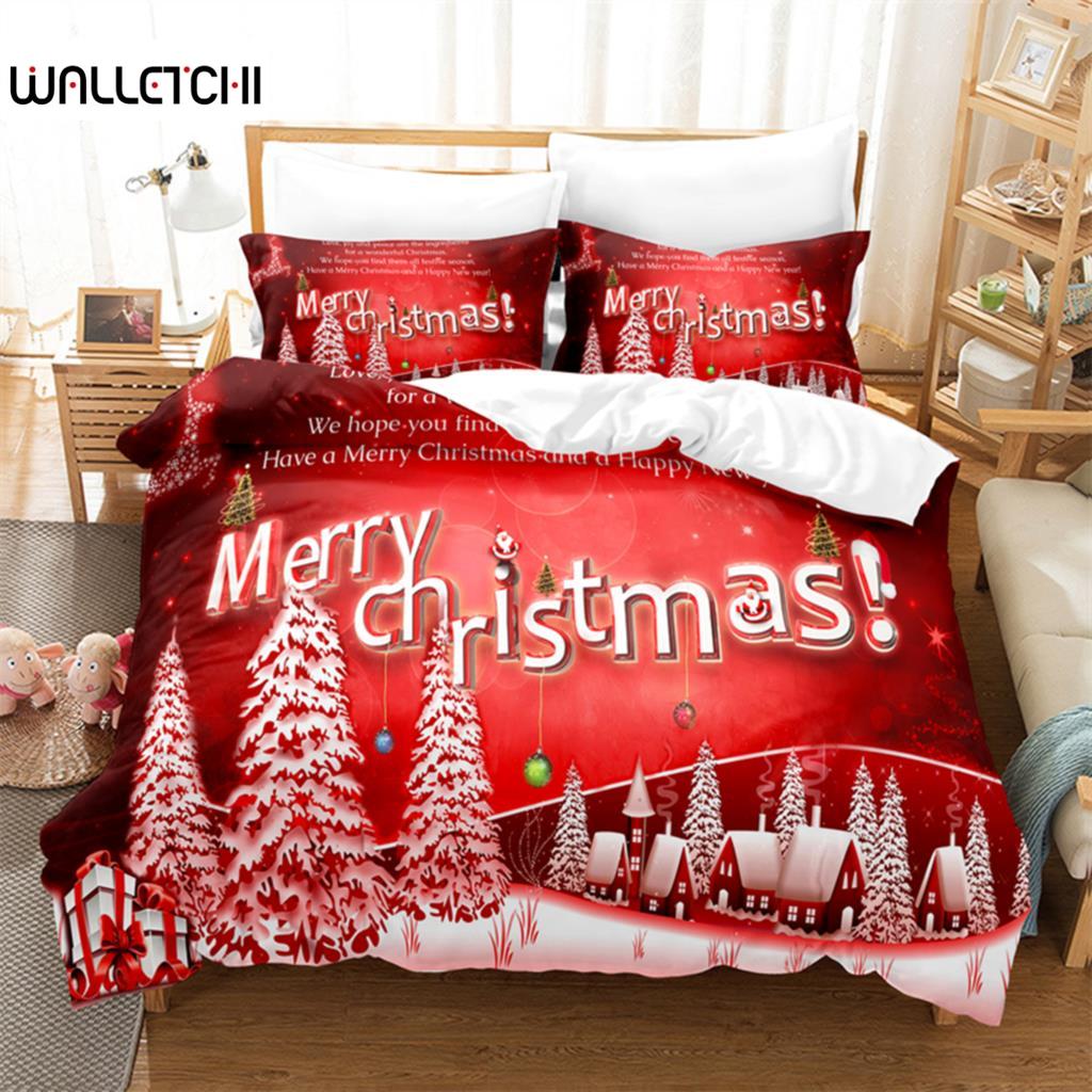 

Red Christmas Bedding Set Duvet Cover Set 3d Bedding Digital Printing Bed Linen Queen Size Bedding Set Fashion Design EU single(135x200cm)