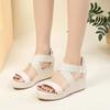 Fashion New Wedge Sandals for Women 2025 Summer Fashion Cross-strap One Word Roman Shoes Ladies Chunky Soled Back Zip Peep Toe Sandalias