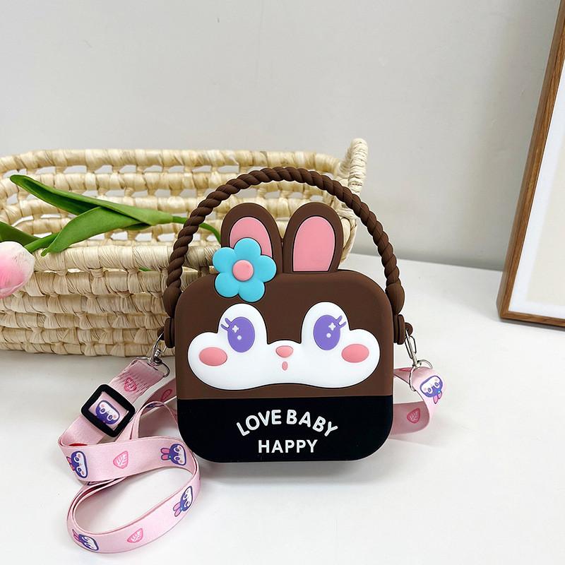 Entzückender Regenbogen-Cartoon-Silikon-Kinderrucksack mit 3D-Kaninchenlächeln und stilvollem Design