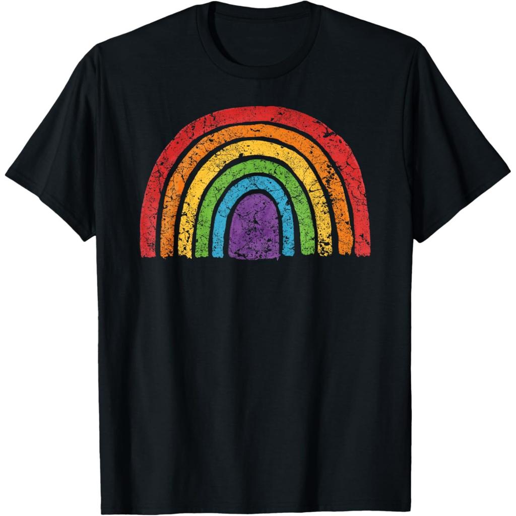 LGBTQ Rainbow Flag Gay Pride LGBT Awareness Vintage T Shirts Men Pure Cotton Humor Tee Shirt Short Sleeve Unisex Loose Clothing