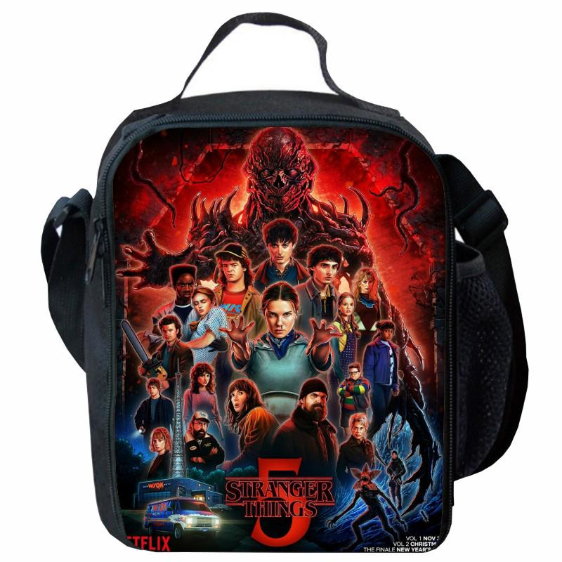 Stranger Things 5 Lunch Bag: Cartoon Picnic Bag for Primary Students with Ice Pack