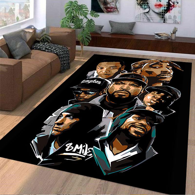 Tapis Graphique Légendes Hip-Hop adapté comme tapis antidérapant pour le salon ou le canapé de la chambre