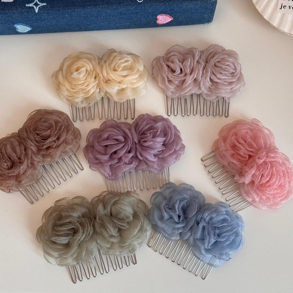 Mist Veil Rose Shadow Hair Comb: Elegant, Stylish Updo Accessory